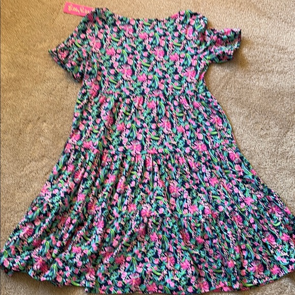 Lilly Pulitzer Blue and Pink Jodee Tiered Puff Sleeve Sundress - Picture 7 of 7